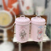 Pink Metal Canister Tins – Pack of Two – Tea, Coffee & Sugar Storage (18 x 10.5 cm) Airtight