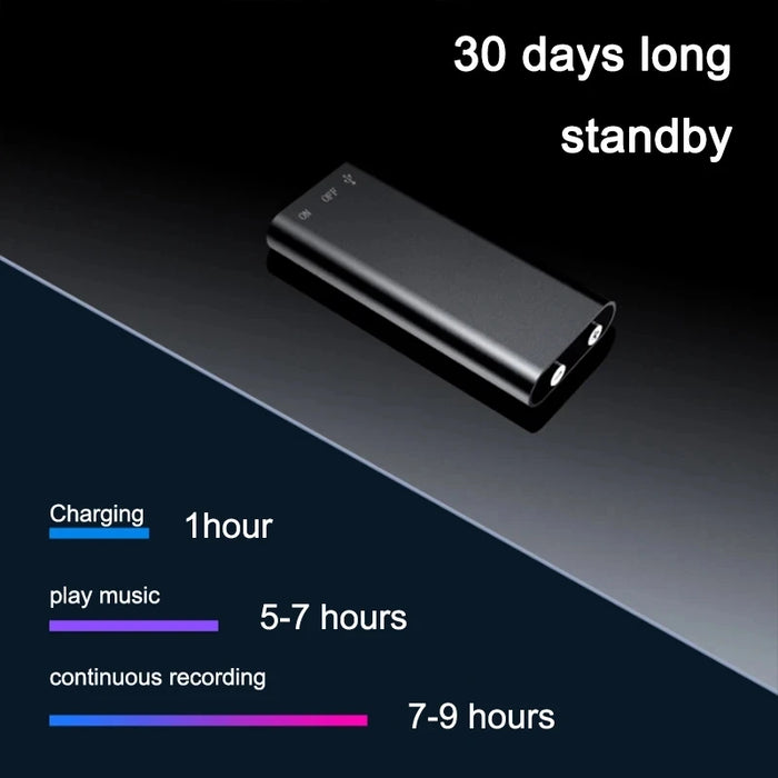 Ultra-thin Mini Voice Recorder — 32GB, Voice-Activated USB MP3 Player
