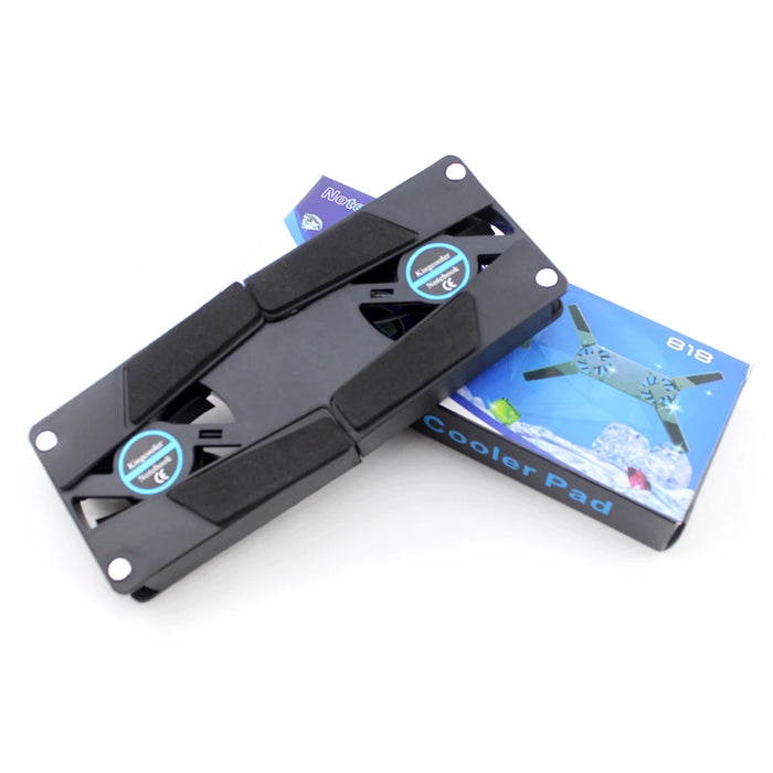 Foldable Laptop Cooler with Dual 60mm Fans — USB-Powered Stand for 7–15-inch Notebooks
