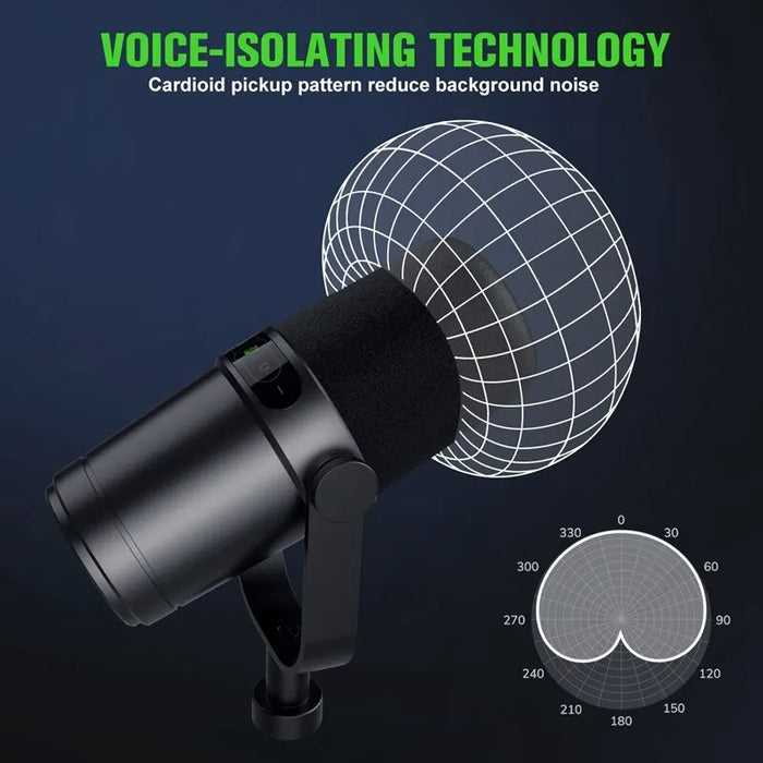 USB/XLR Dynamic Microphone for Broadcast Podcast & Recording Studio, Versatile Music & Speech Mic - Designed for Professional Audio Production