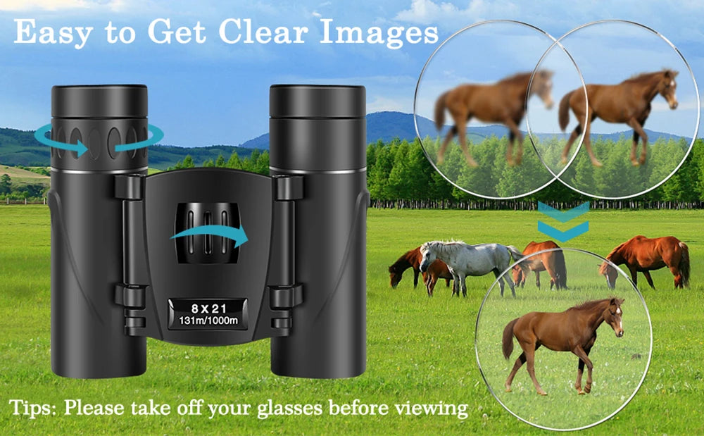 Mini 8x21 Compact Binoculars for Concerts, Sports & Birdwatching
