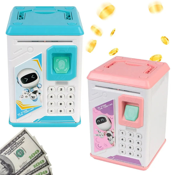 Electronic Fingerprint Piggy Bank, ATM Automatic Deposit, Cash and Coin Saving Bank - Ideal Christmas Gift for Kids, Teaches Money Management Skills
