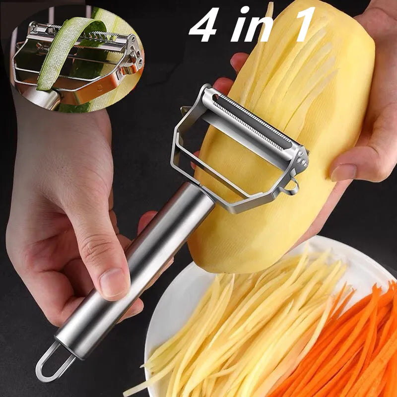 Stainless Steel Vegetable Peeler - Multifunctional Kitchen Shredder for Fruit and Potatoes - Durable Household Tool for Carrot Peeling and Slicing