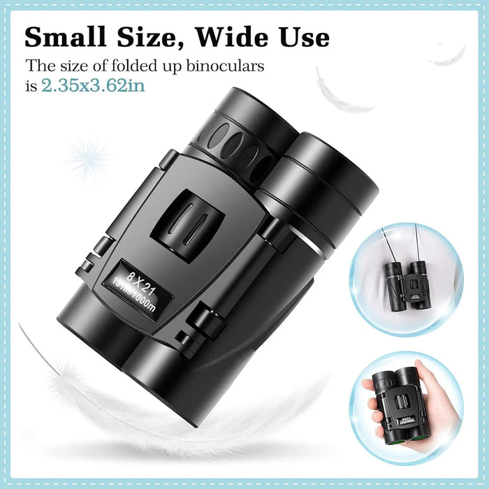 Mini 8x21 Compact Binoculars for Concerts, Sports & Birdwatching