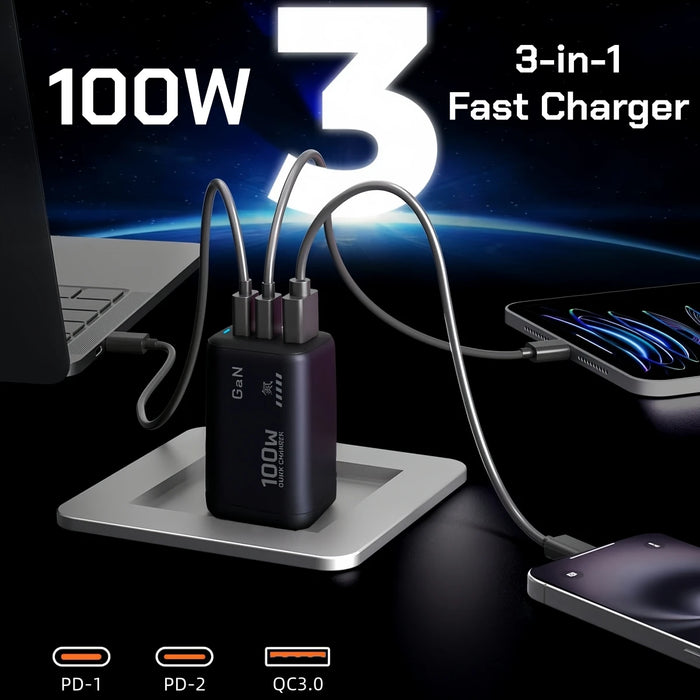 100W GaN USB-C PD Fast Charger – QC3.0 & PPS (UK/EU/KR)