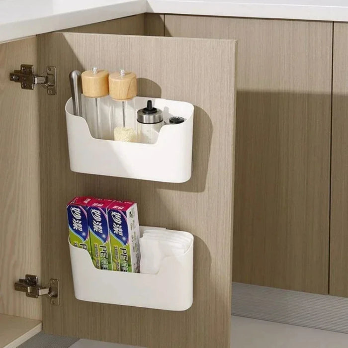 Wall-Mounted Adhesive Storage Rack – Single-Tier PP Organiser for Kitchen & Bathroom