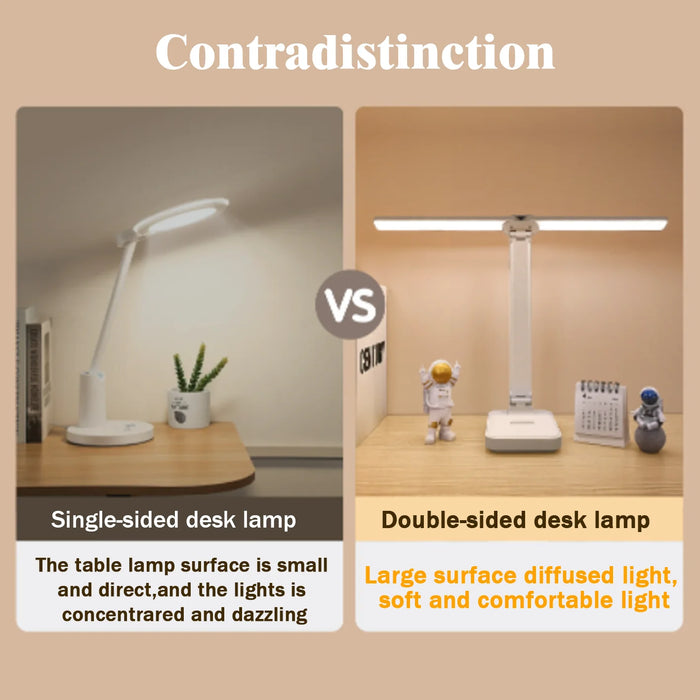 USB Rechargeable Folding LED Table Lamp - 3 Dimmable Levels, Touch Lighting, Eye-friendly and Foldable Design for Bedroom or Office Use - Ideal Lighting Solution for Desks and Tables