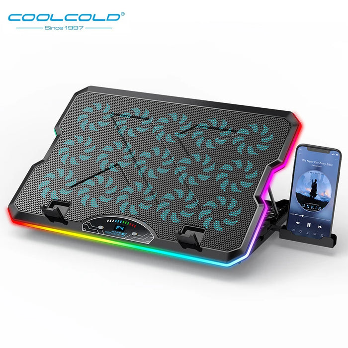 Laptop Cooler F15 with RGB, 15 Fans & USB‑C — Fits 12–17.3-inch