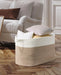Large Cotton Rope Storage Basket — Foldable Laundry & Blanket Bin (55×38×30 cm)