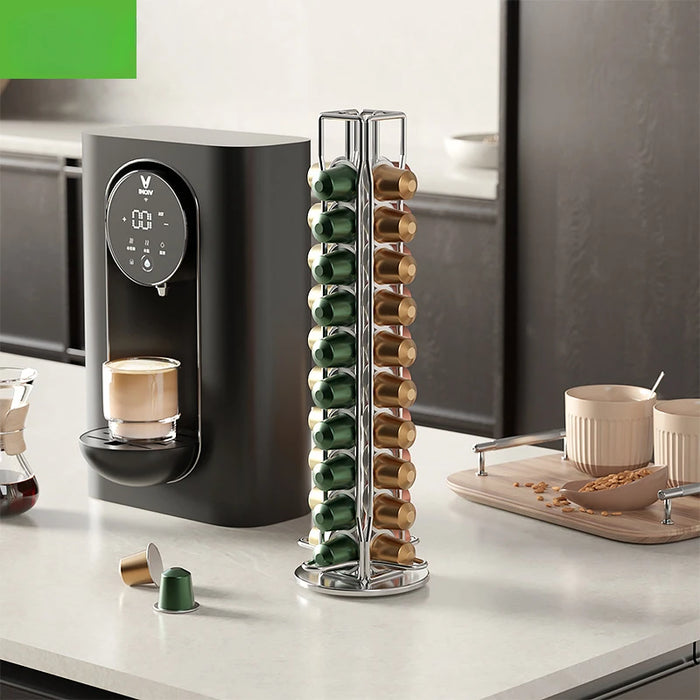 Rotating Metal Coffee Pod Holder — Plated Rack for Nespresso Capsules (Black, Silver, Gold)
