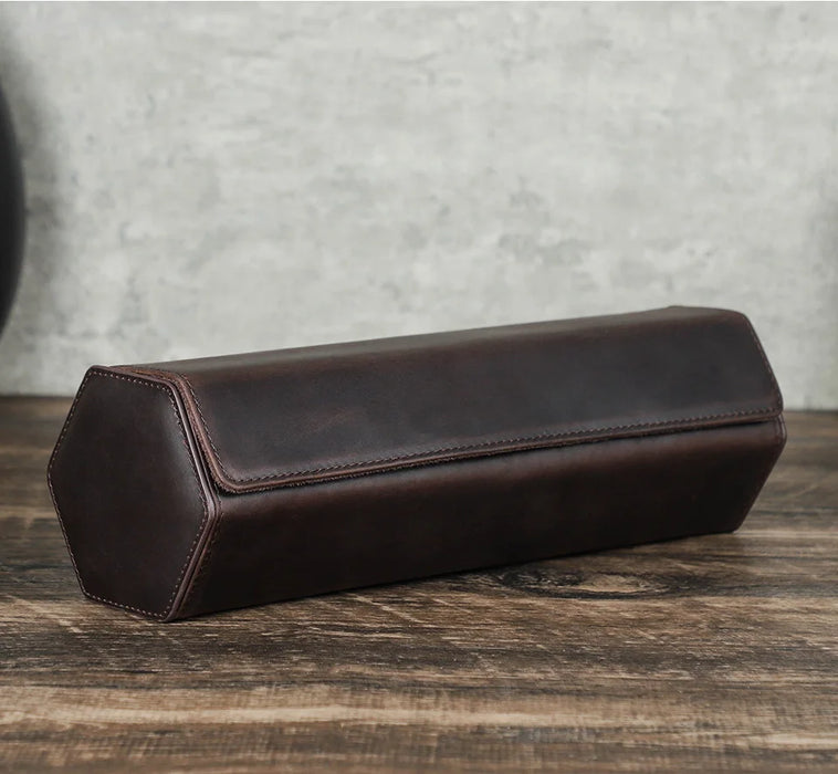 Vintage Genuine Leather Watch Roll Travel Case — 1/2/3/4/6/8 Slot Organiser