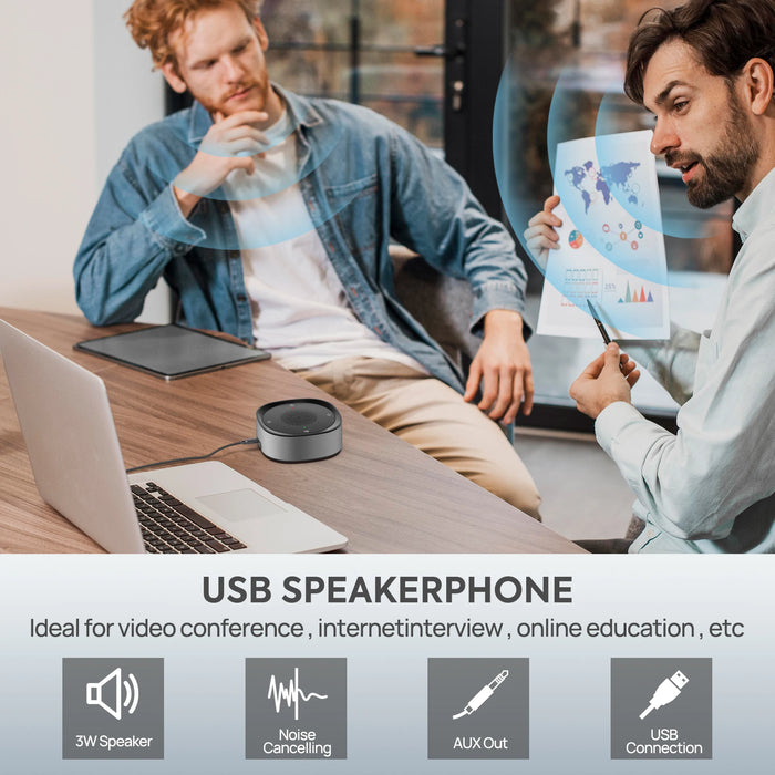 USB Conference Microphone JV801 — Wired Condenser, Touch Control, Omnidirectional, Plug & Play