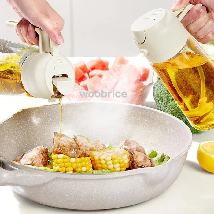 500ml Oil Spray Bottle & Cruet – Refillable Oil Dispenser for Kitchen and BBQ