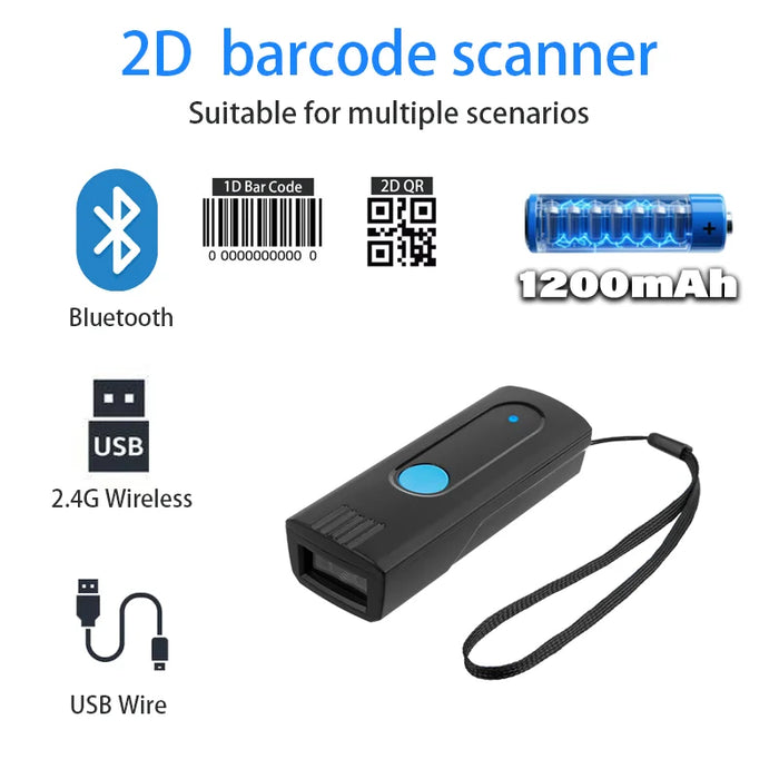 Mini Pocket Bluetooth Barcode Scanner — M3C (1D) or M3D (2D/QR)