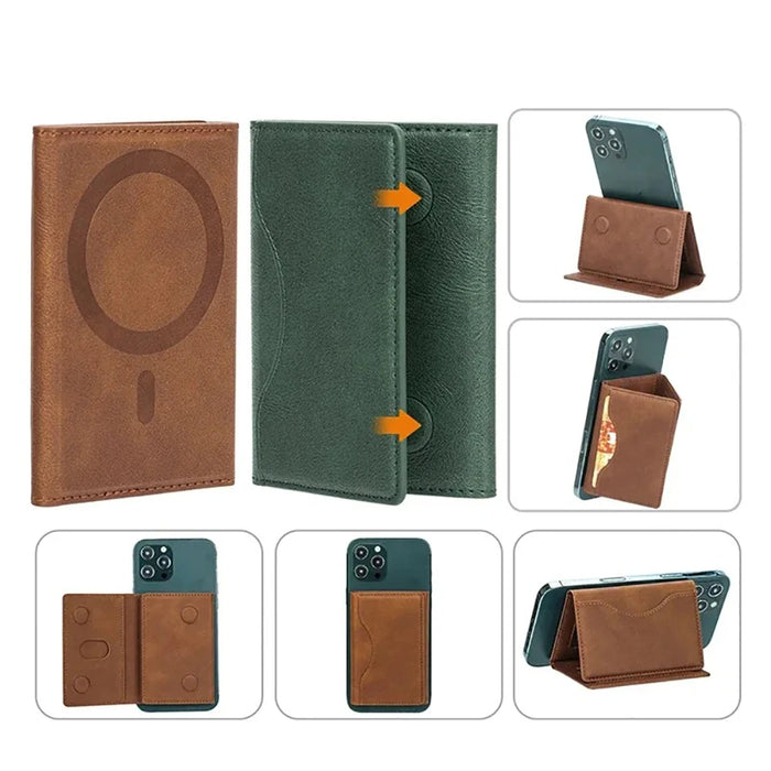 Trifold Magnetic PU Leather MagSafe Card Wallet for iPhone 16/15 Pro/Max/Plus/Mini