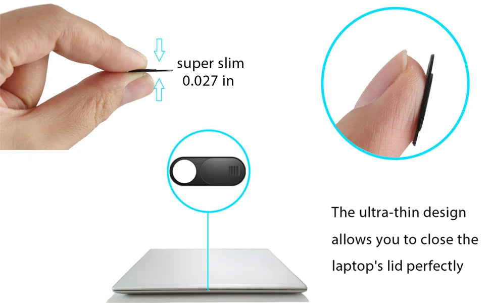 3-Pack Ultra-Thin Sliding Camera Covers for Phone, Laptop & Tablet — Black