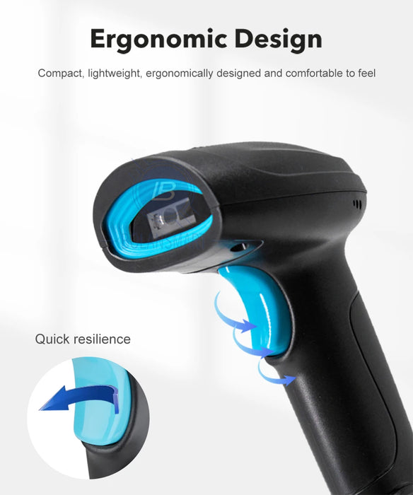 U12 1D/2D Barcode Scanner — Wired, Bluetooth & Wireless for Retail and Logistics