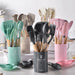 12-Piece Silicone Kitchen Utensil Set with Wooden Handles, Non-Stick