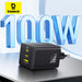 Baseus 100W GaN 3‑Port Fast Charger — 2x USB‑C + USB‑A, PD/QC/PPS