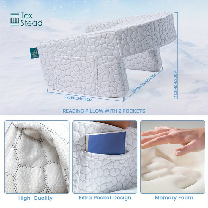 Reading Pillow for Gaming — Extra Large Memory Foam Armrest Bed Rest Pillow, 22.4×24×11.8in (1 pc)
