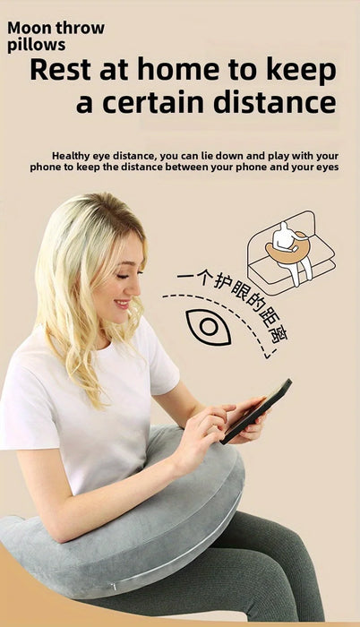 U‑Shape Reading & Gaming Cushion — Crochet Tatting Arm Support for TV, Desk & Travel
