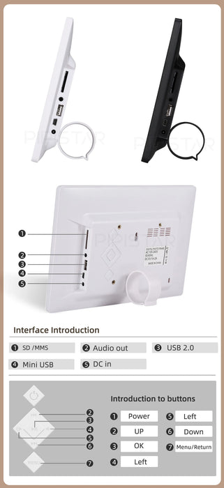 7/10.1-inch Wi‑Fi Calendar Photo Frame — Dementia Clock with Weather & Reminders