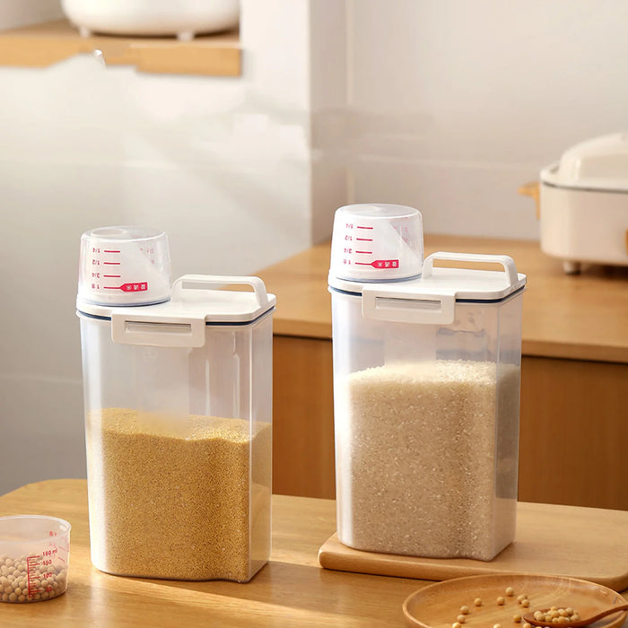 Airtight Rice Storage Container with Clear Scale — Double-Sealed for Cereal, Flour & Rice