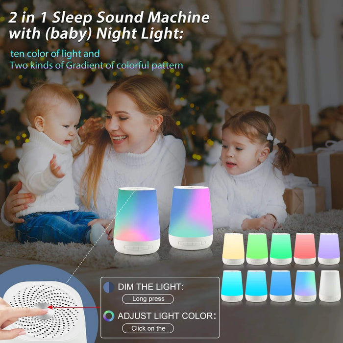 MBZ085 White Noise Machine for Babies — 28 Soothing Sounds, Colour Night Light, Rechargeable
