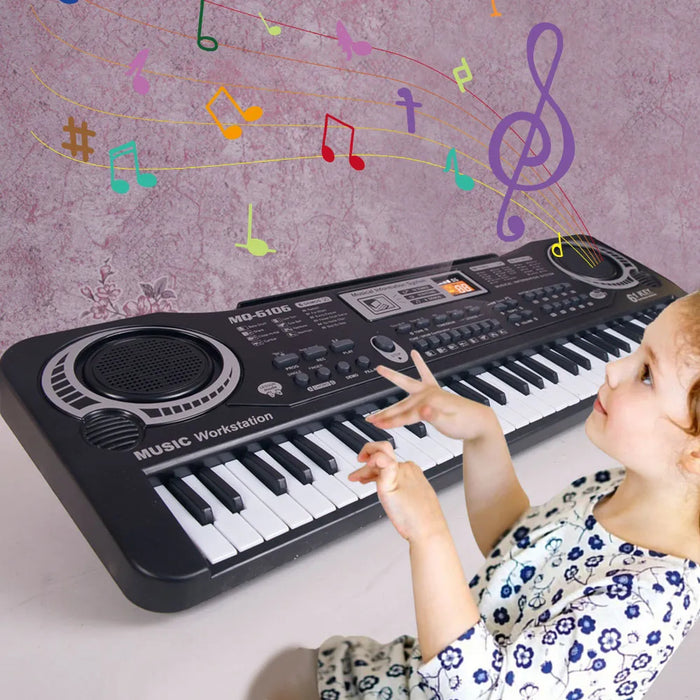 Electronic Piano Keyboard for Kids - Portable 61 Keys Organ with Microphone, Education Toy, Musical Instrument - Ideal Gift for Child Beginners in Music