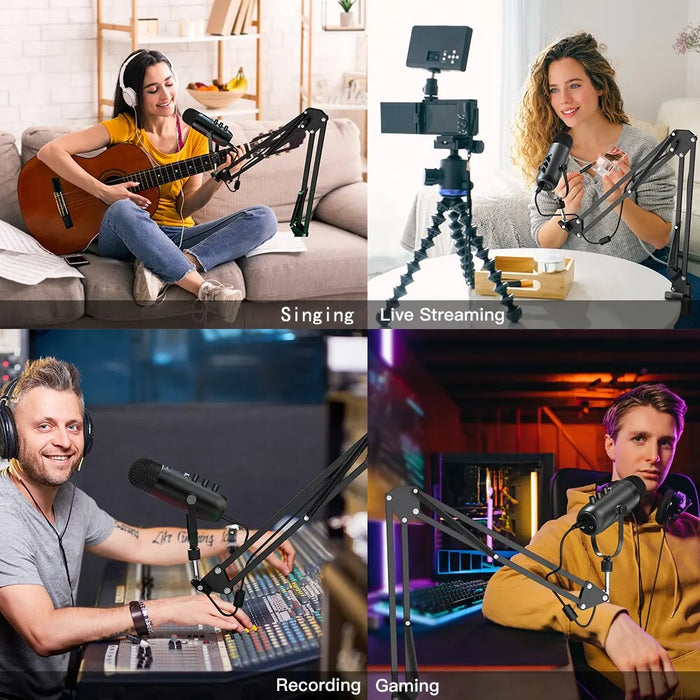 Streaming Microphone Kit - Professional USB Podcast PC Mic with Studio Cardioid Condenser, Boom Arm - Perfect for Recording, Twitch, YouTube Streaming