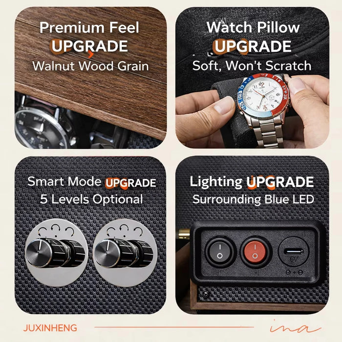 USB Motor Watch Winder Box for Automatic Watches — Rotating Display