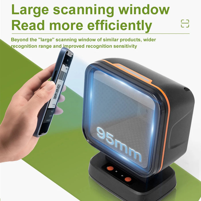 TD-X1-1100 Desktop Hands-free 1D/2D Barcode Scanner — Flat, High-speed Reader