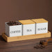Set of 3 Metal Canisters with Bamboo Lids – 500ml Coffee, Tea & Sugar (Black or White)