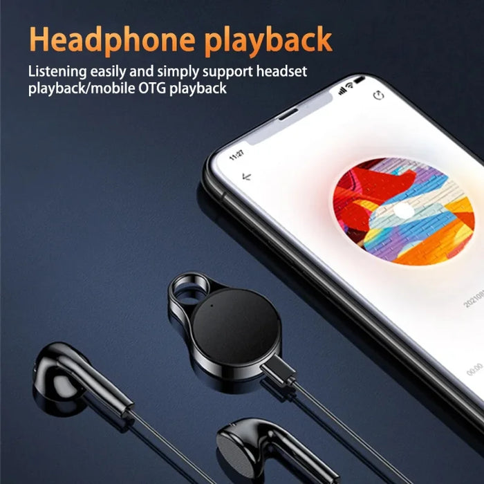 Mini Voice-Activated Digital Recorder — 8/16/32GB, 20h, Lanyard & Earphones