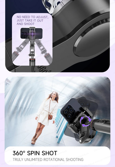 C22 AI Face-Tracking Handheld Gimbal Stabiliser — 3‑in‑1 Selfie Stick & Tripod for Smartphones