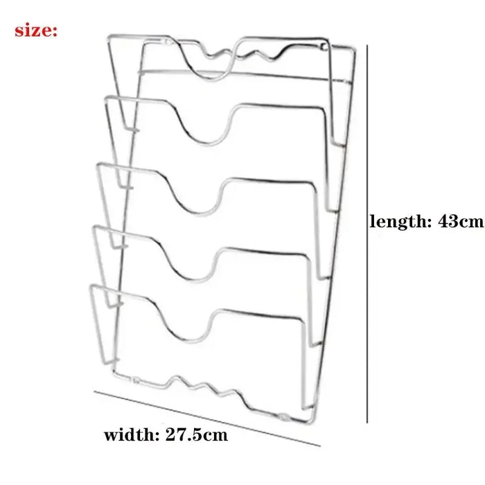 Wall-Mounted 5-Layer Pot Lid Rack – Chrome Steel Kitchen Storage