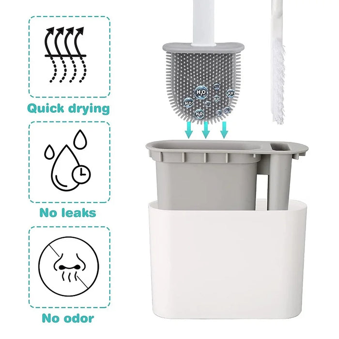 Silicone Soft‑Bristle Wall‑Mounted Toilet Brush with ABS Handle