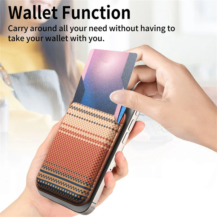 Carbon-fibre Texture MagSafe Wallet Card Holder for iPhone 12–17 (incl. Pro Max)