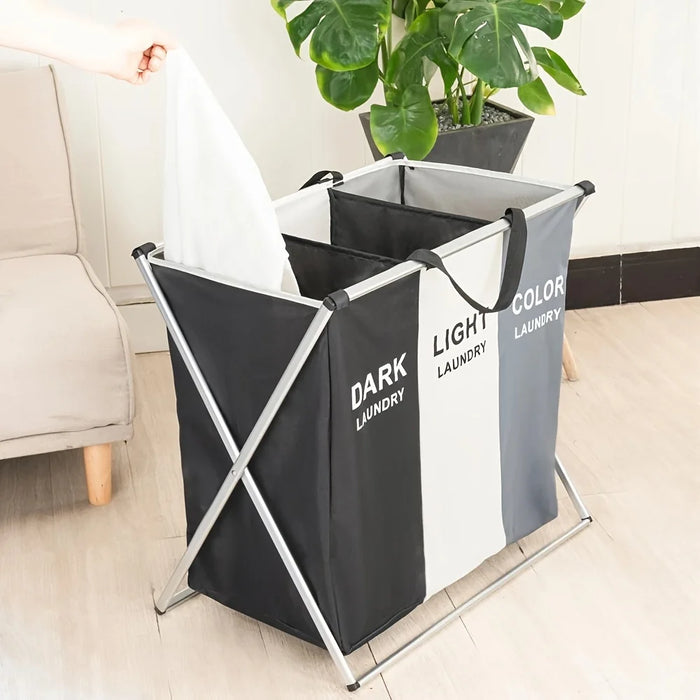 Large Foldable Laundry Sorting Basket – 2 or 3 Compartments, Oxford Fabric