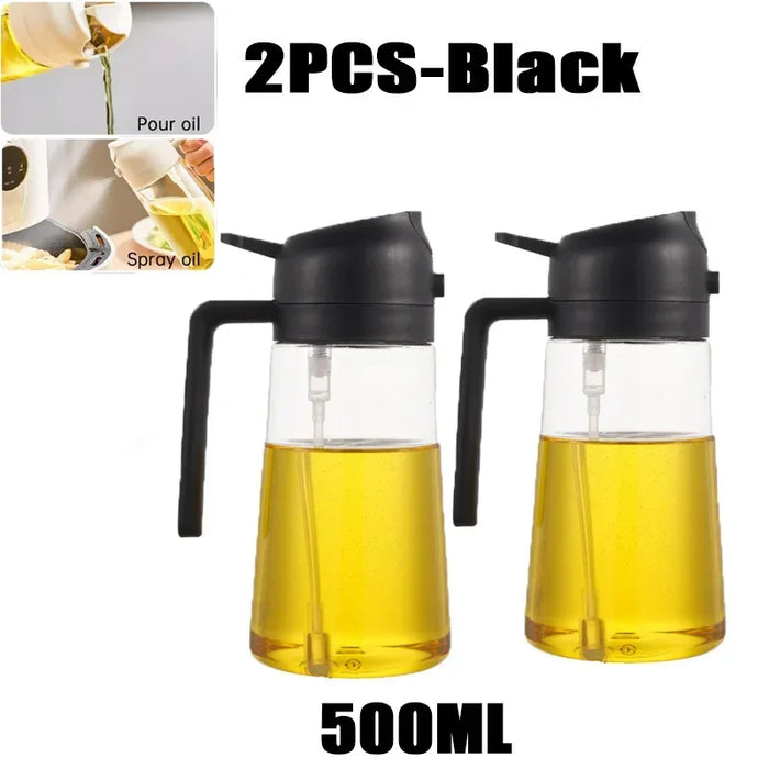 500ml Oil Spray Bottle & Cruet – Refillable Oil Dispenser for Kitchen and BBQ