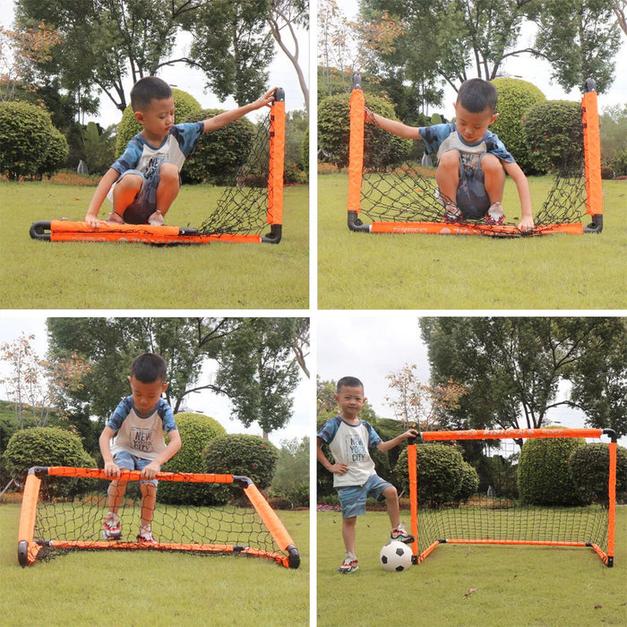 Kids Foldable Portable Football Goal with Ball & Pump — Outdoor Practice and Play