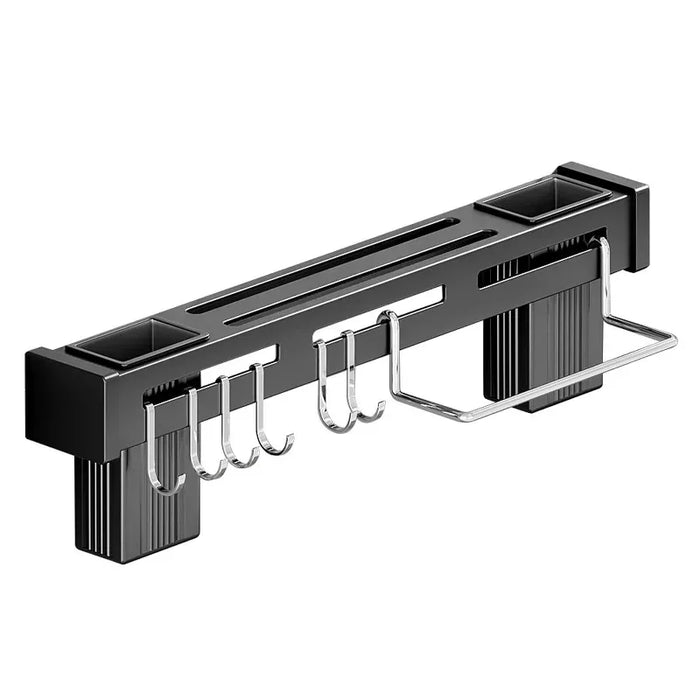 Stainless Steel Wall-Mounted Knife Holder — Nail-Free, Black (30/40/50cm)