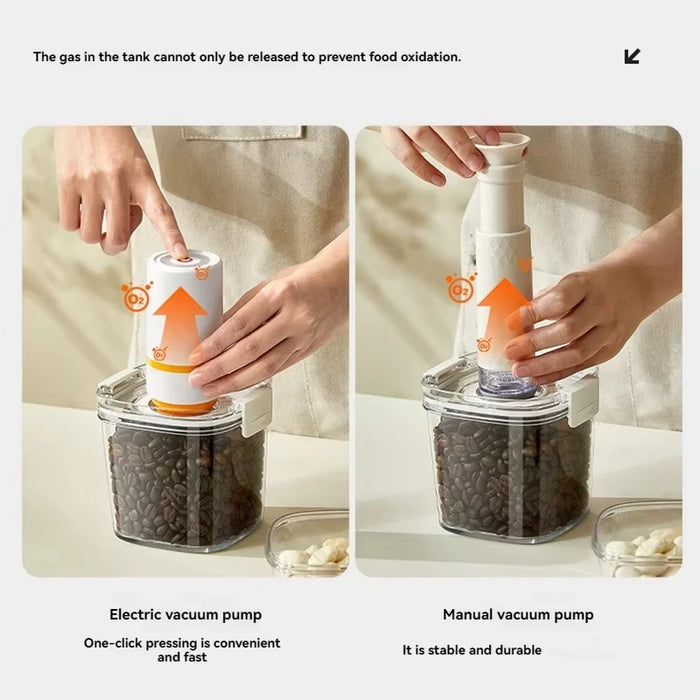 Vacuum-Seal Storage Jar for Coffee, Cereal & Tea – Electric or Manual Pump