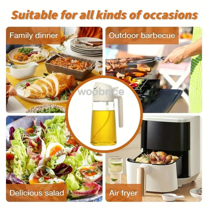 500ml Oil Spray Bottle & Cruet – Refillable Oil Dispenser for Kitchen and BBQ