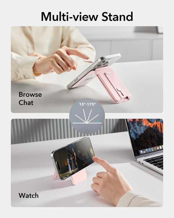 MagSafe Wallet for iPhone 17/16/15/14/13 — 5-Card Holder with Adjustable Magnetic Stand