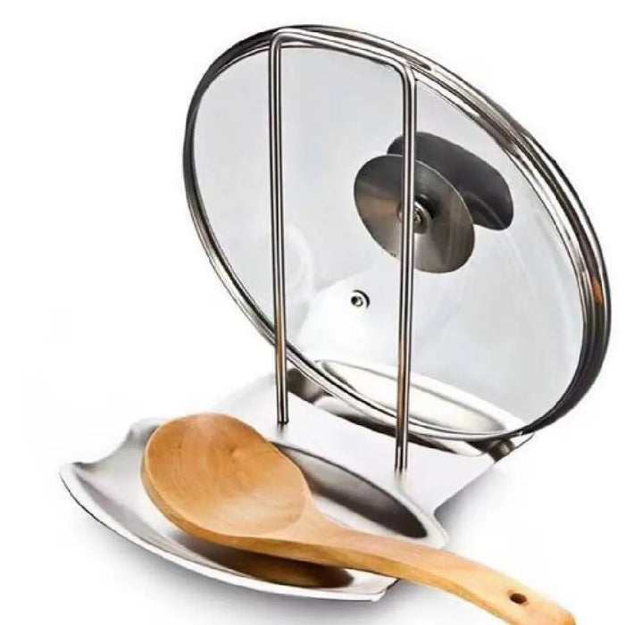 Stainless Steel Pot Lid & Utensil Holder – Multi-Functional Kitchen Rack, Silver