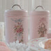 Pink Metal Canister Tins – Pack of Two – Tea, Coffee & Sugar Storage (18 x 10.5 cm) Airtight