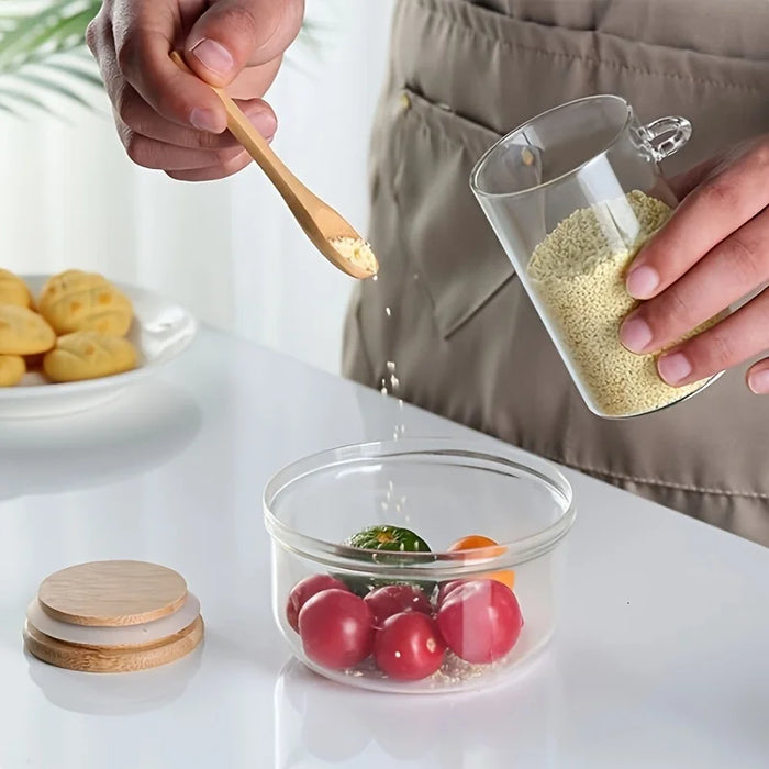 280ml Glass Storage Jar with Bamboo Lid & Spoon — 10oz Airtight Jar