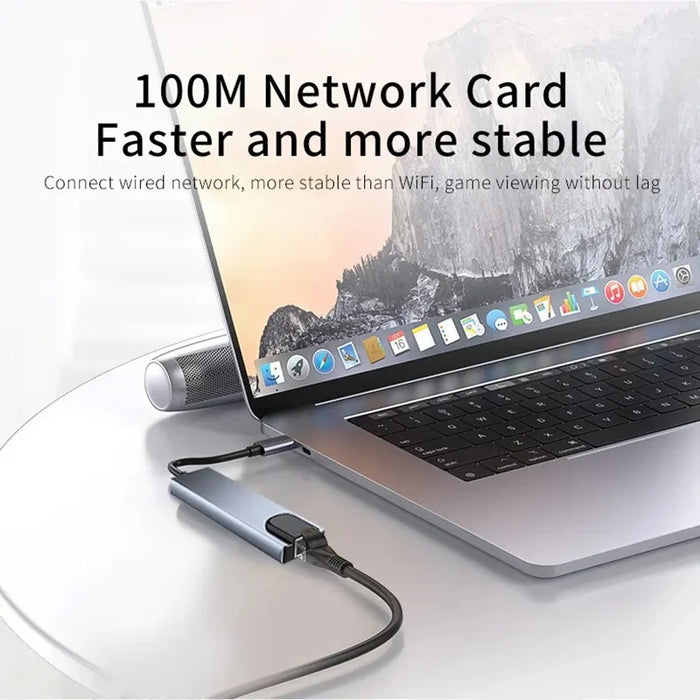 8-in-1 USB-C Hub 3.0 Dock – 4K HDMI, RJ45, PD, SD/TF for MacBook Air M1 & iPad Pro