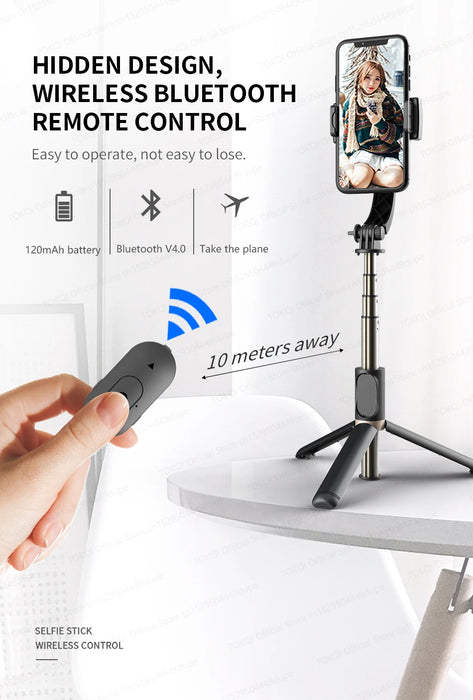 Q08 Handheld Gimbal Stabiliser & Selfie Stick with Bluetooth Remote for Smartphones